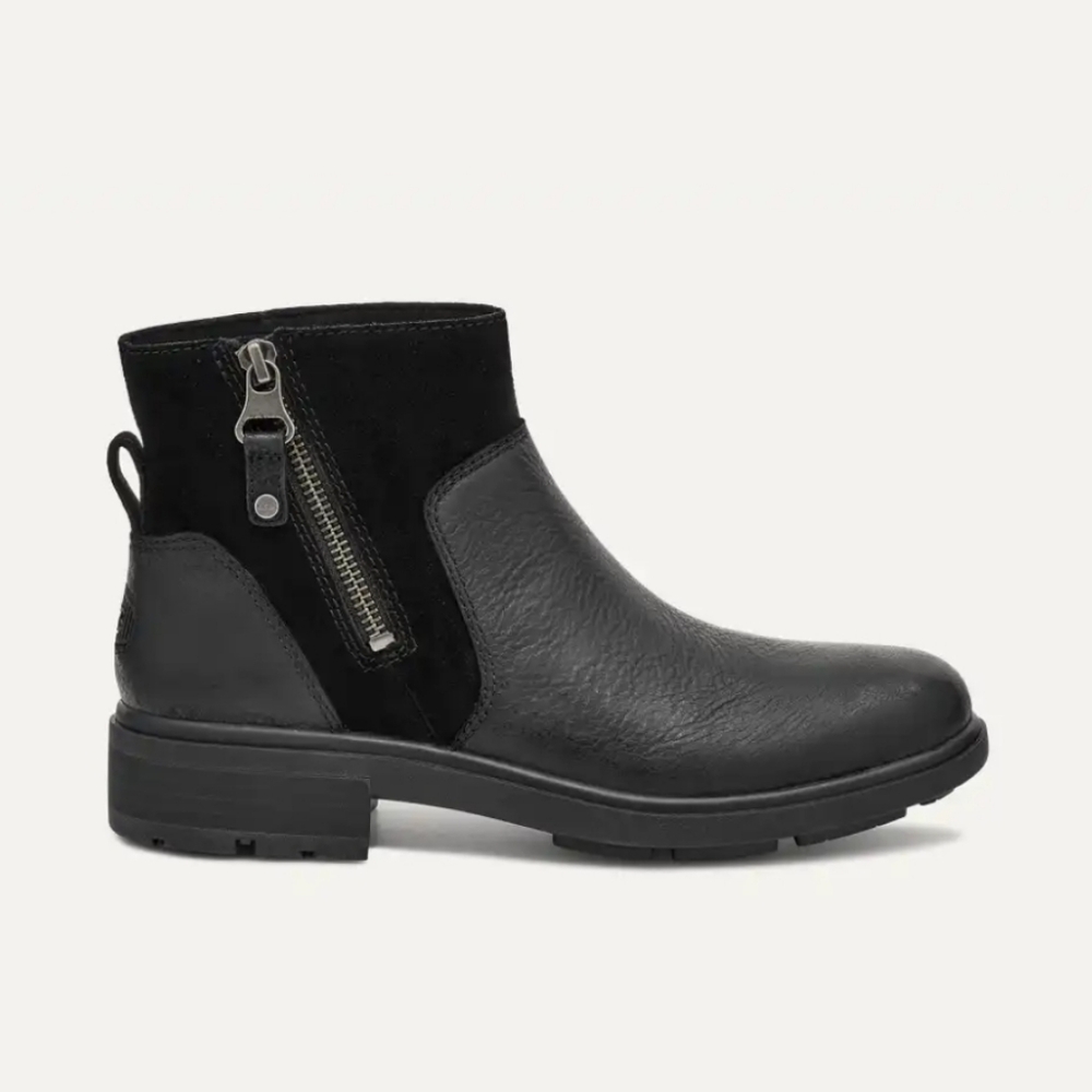 UGG Harrison Zip Suede Leather Black Boots Size 9